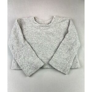 Margaret O'Leary Women's M Flare Sleeve Merino Wool Sherpa Crop Grey Sweater